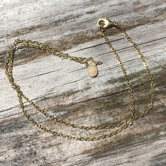 Genuine Opal Teardrop 14k Choker - Picture 8 of 8